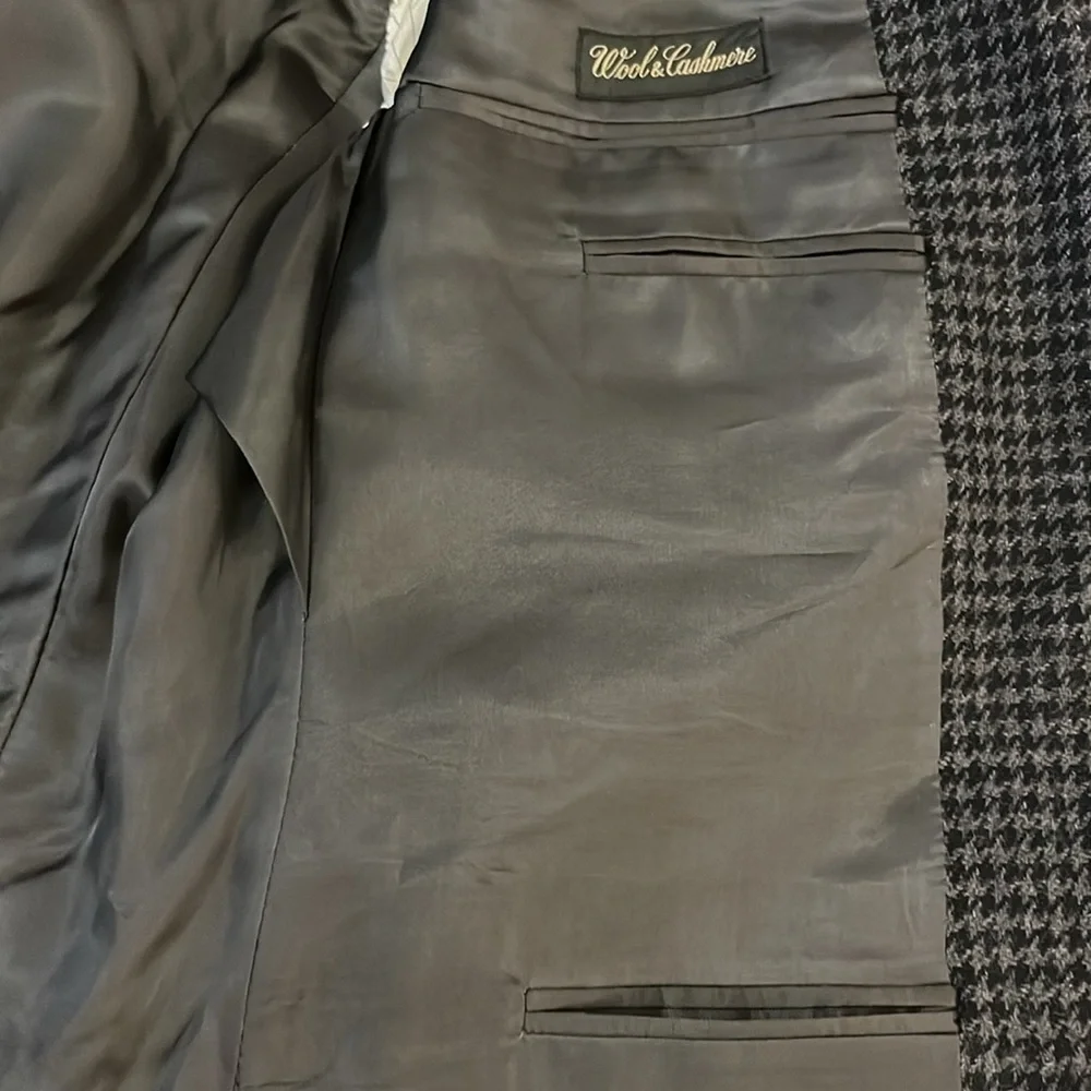 Ermenegildo Zegna Men’s Wool Cashmere Quality Luxury Houndstooth Suit Blazer L